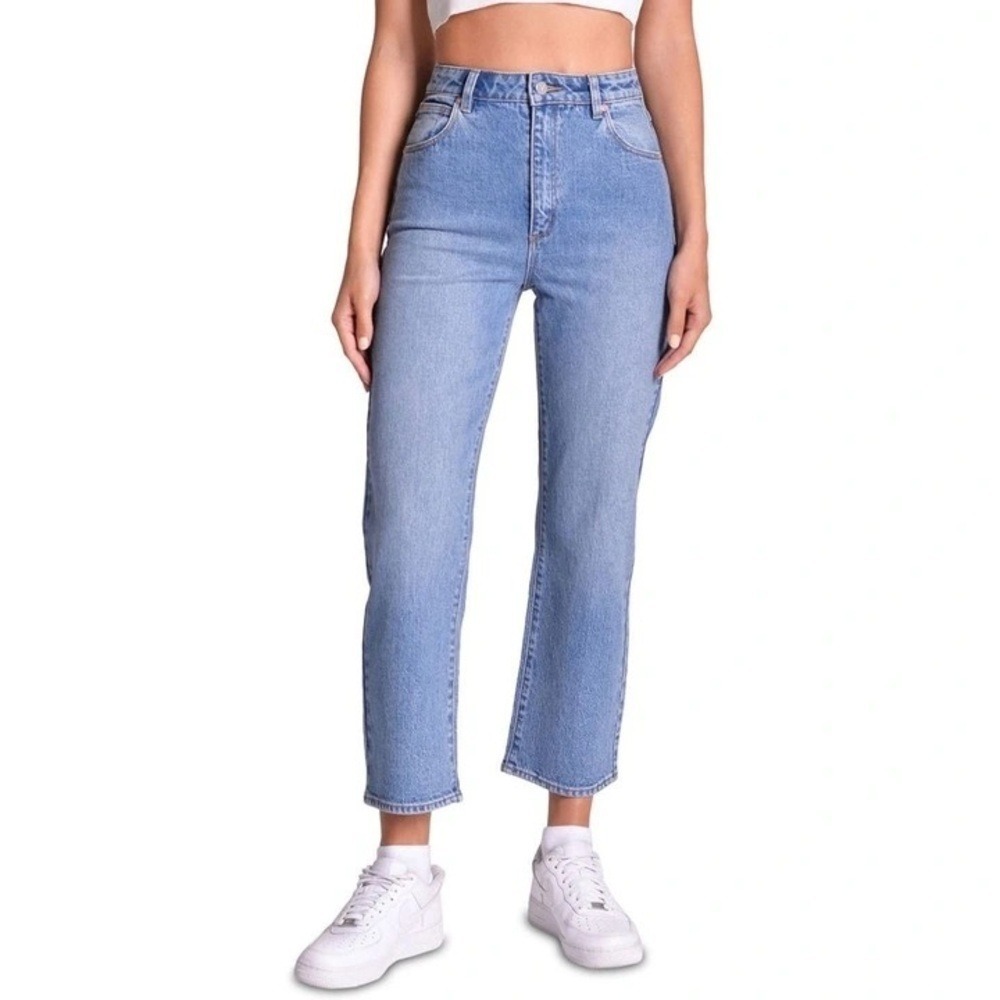 Abrand A Venice Straight Jeans Light Blue High Rise Cropped 24 AU6